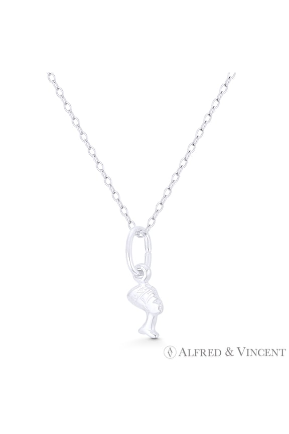 Queen Nefertiti Pharaoh's Great Royal Wife Egyptian Charm 18x6mm (0.7x0.2in) Pendant in .925 Sterling Silver