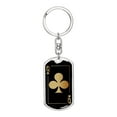 thumbnail image 1 of Queen Of Clubs Gold Keychain Dog Tag Stainless Steel or 18k Gold, 1 of 16