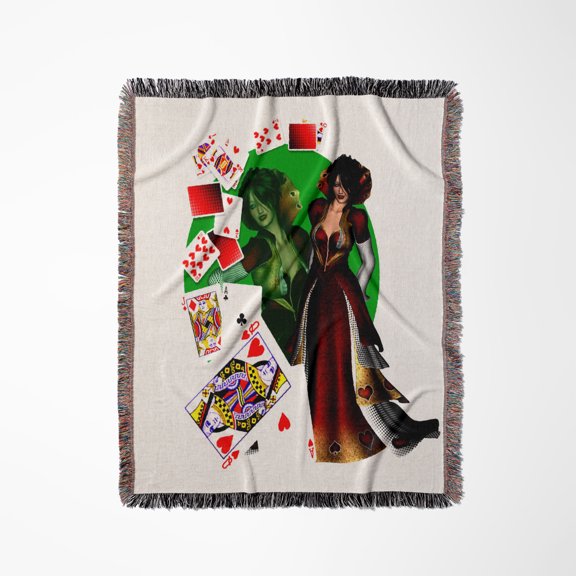 Queen Of Heart Card Magic, Woven Blanket