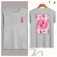 thumbnail image 1 of Queen Of Hearts Print Tshirt Cotton Grey Playing Card Graphic Tees Shirts S-1XL Couple Tops, 1 of 4
