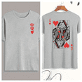 thumbnail image 1 of Queen Of Hearts Print Tshirt Playing Card Graphic Tees Shirts Grey S-2XL Valentine Tops, 1 of 4