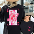 thumbnail image 1 of Queen Of Hearts T-shirts Coffee Playing Cards Graphic Tees Short Sleeve Casual Tops Trendy Valentines Day Shirts for Daily Outfits Black,5XL, 1 of 4