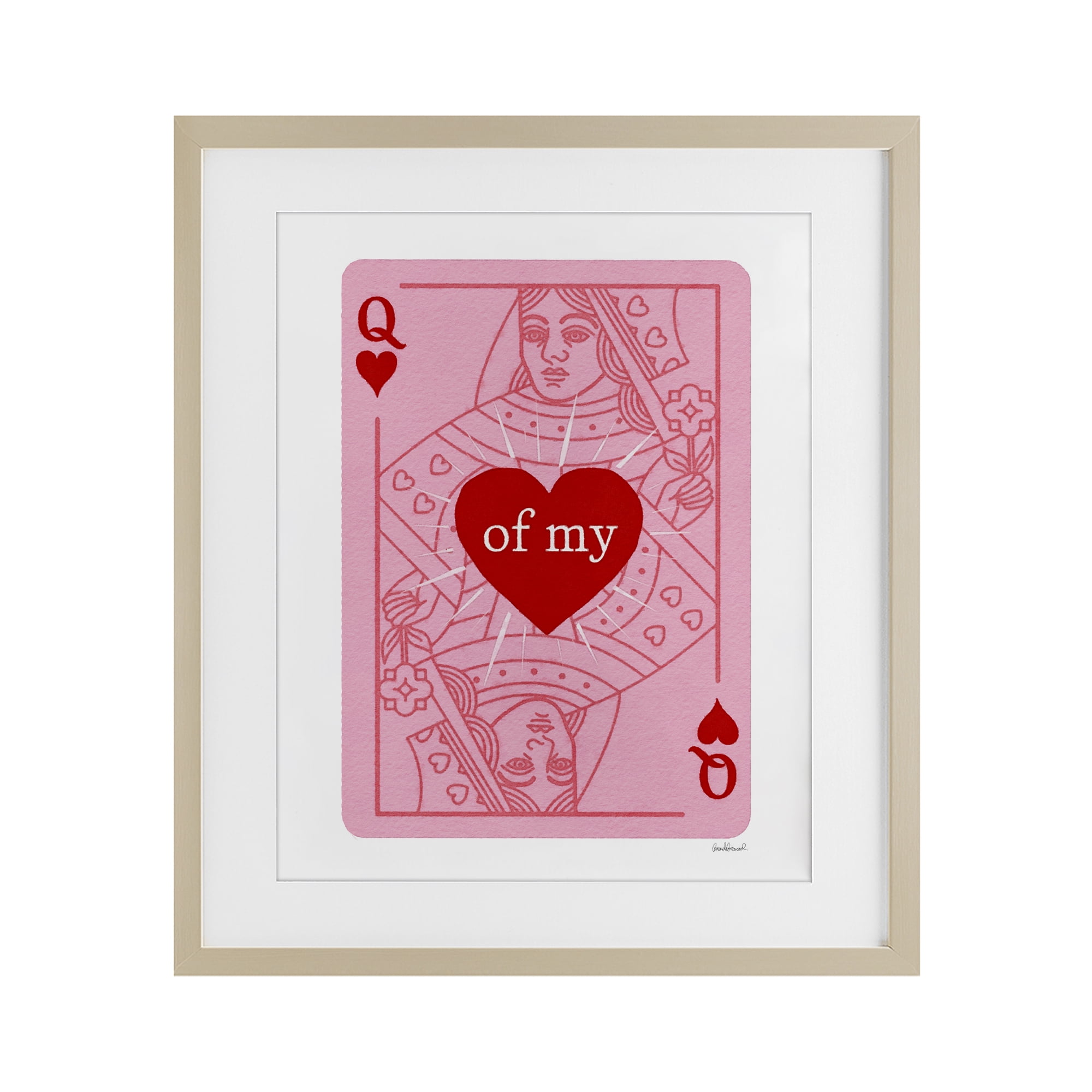 Queen Of My Heart Birch Framed Print Under Glass, design by Amanda Greenwood