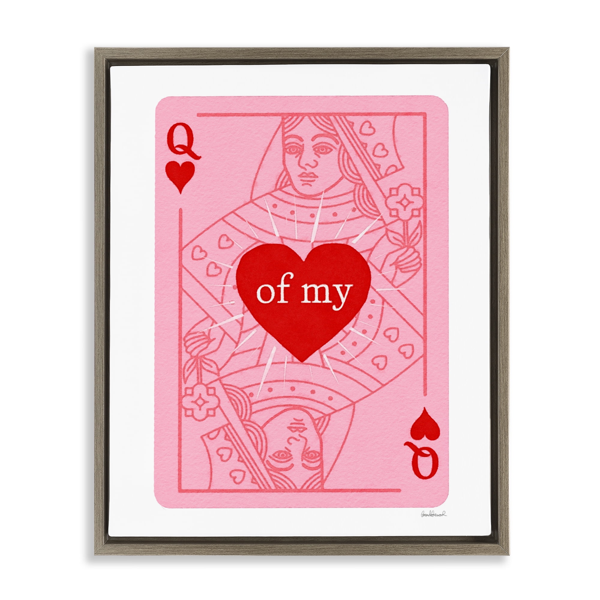 Queen Of My Heart Brown Framed Floater Canvas Wall Art, design by Amanda Greenwood