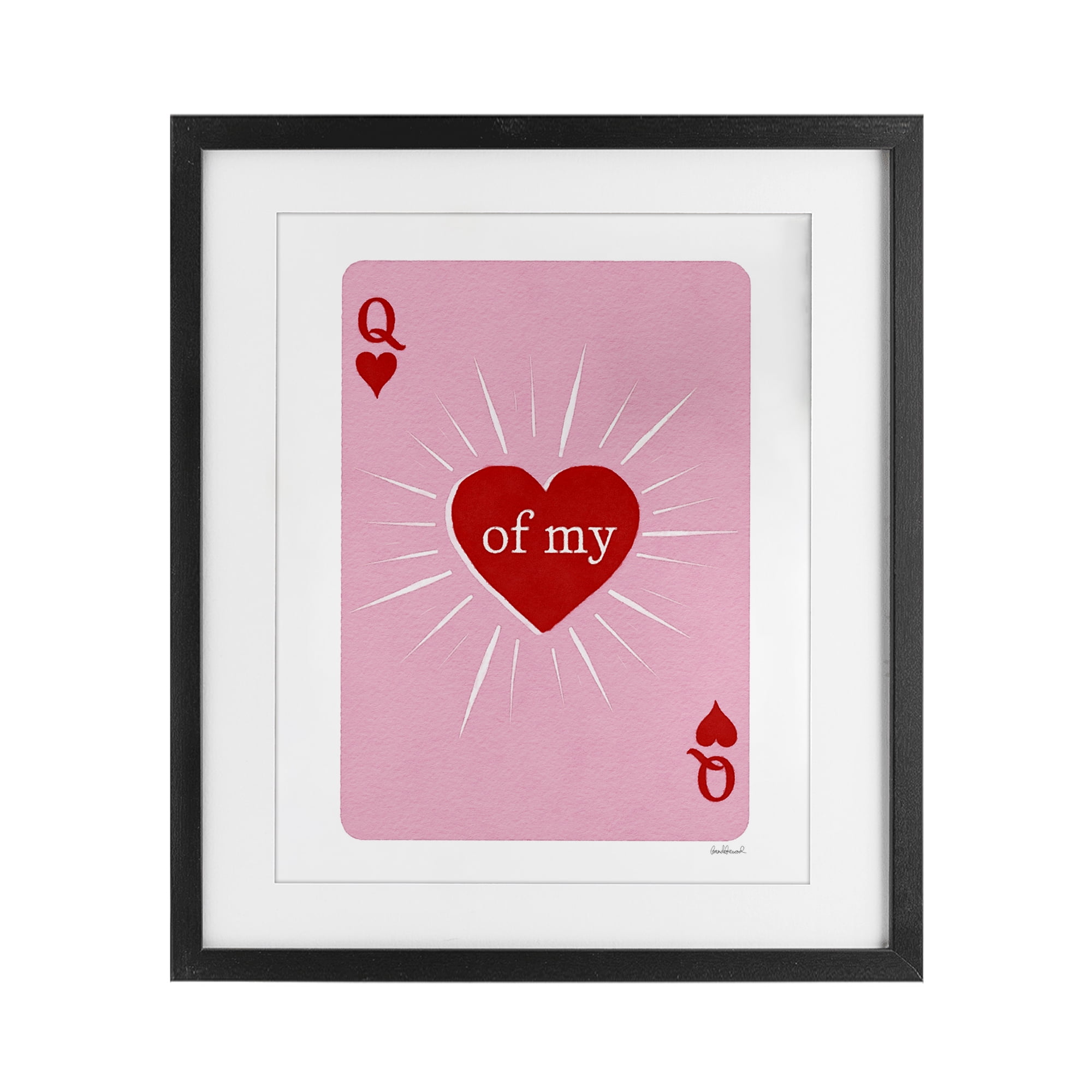 Queen Of My Heart Card Black Framed Print Under Glass, design by Amanda Greenwood