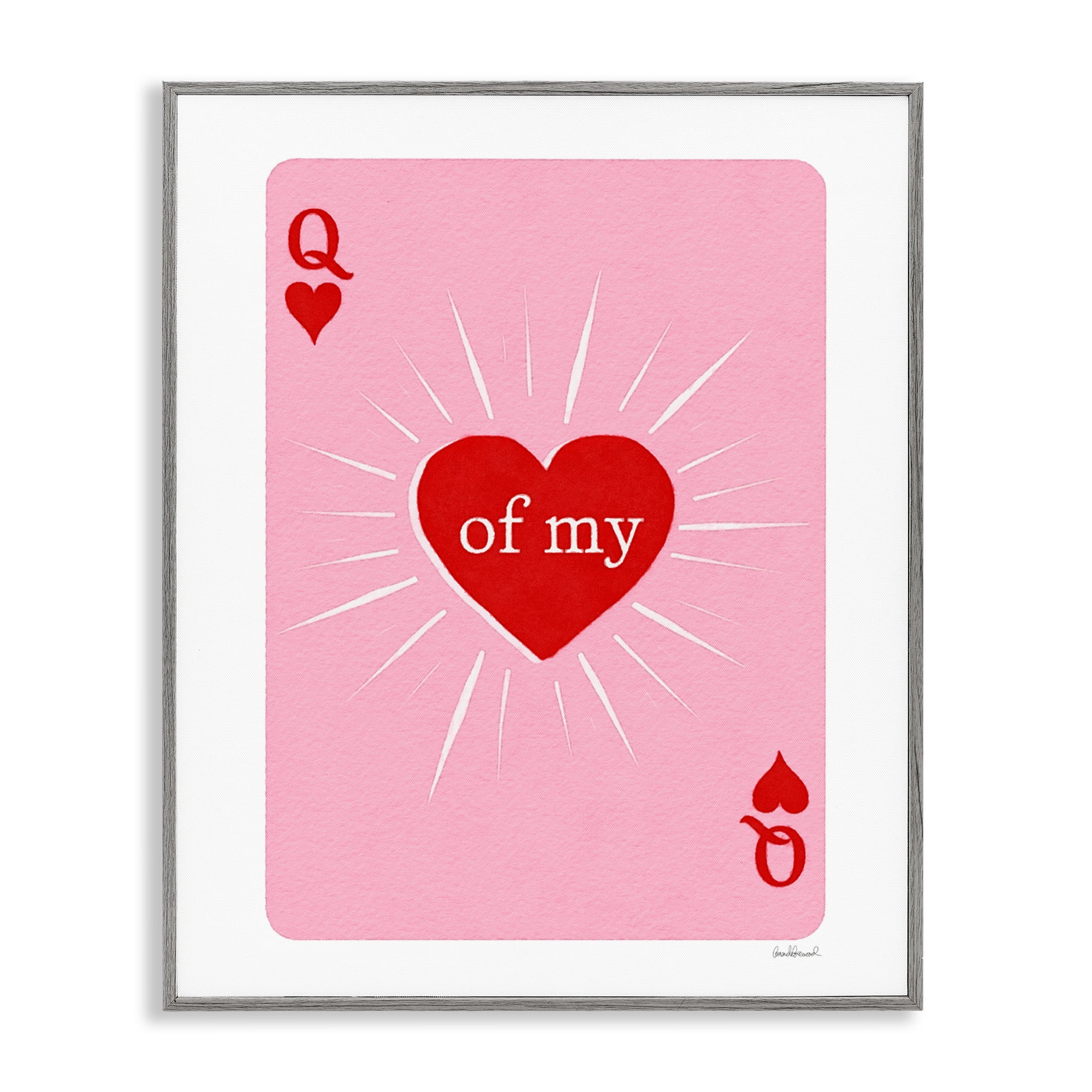 Queen Of My Heart Card Gray Framed Giclee Art, design by Amanda Greenwood