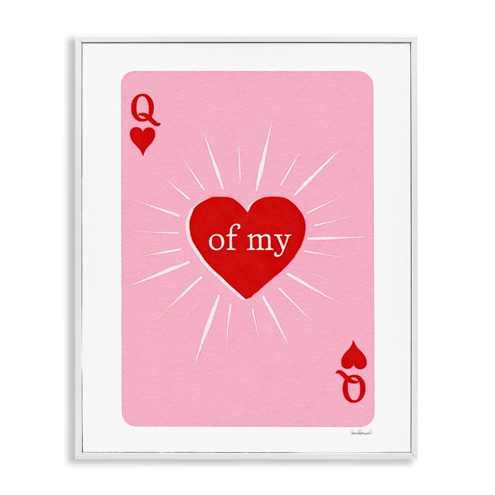 Queen Of My Heart Card White Framed Giclee Art, design by Amanda Greenwood