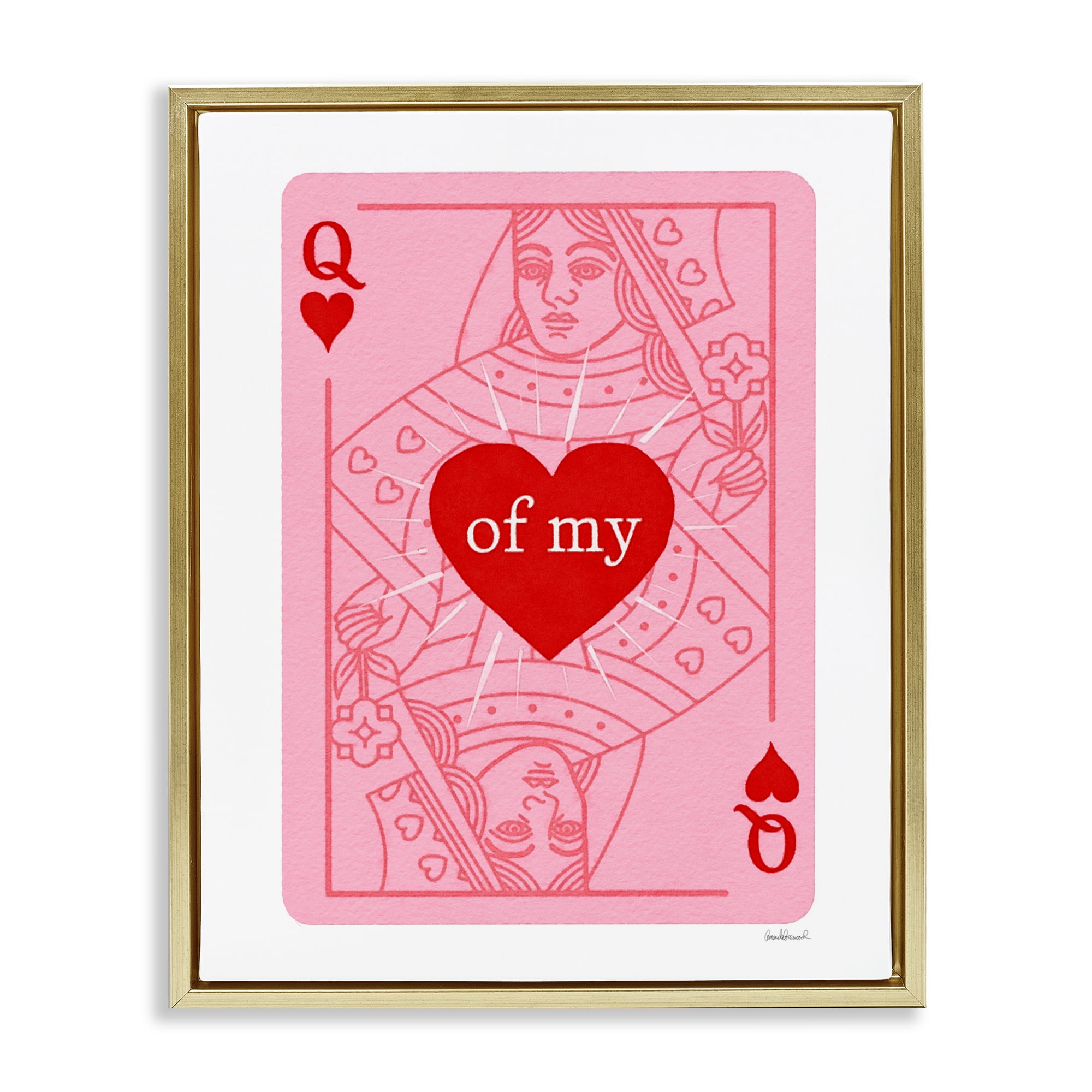 Queen Of My Heart Gold Framed Floater Canvas Wall Art, design by Amanda Greenwood