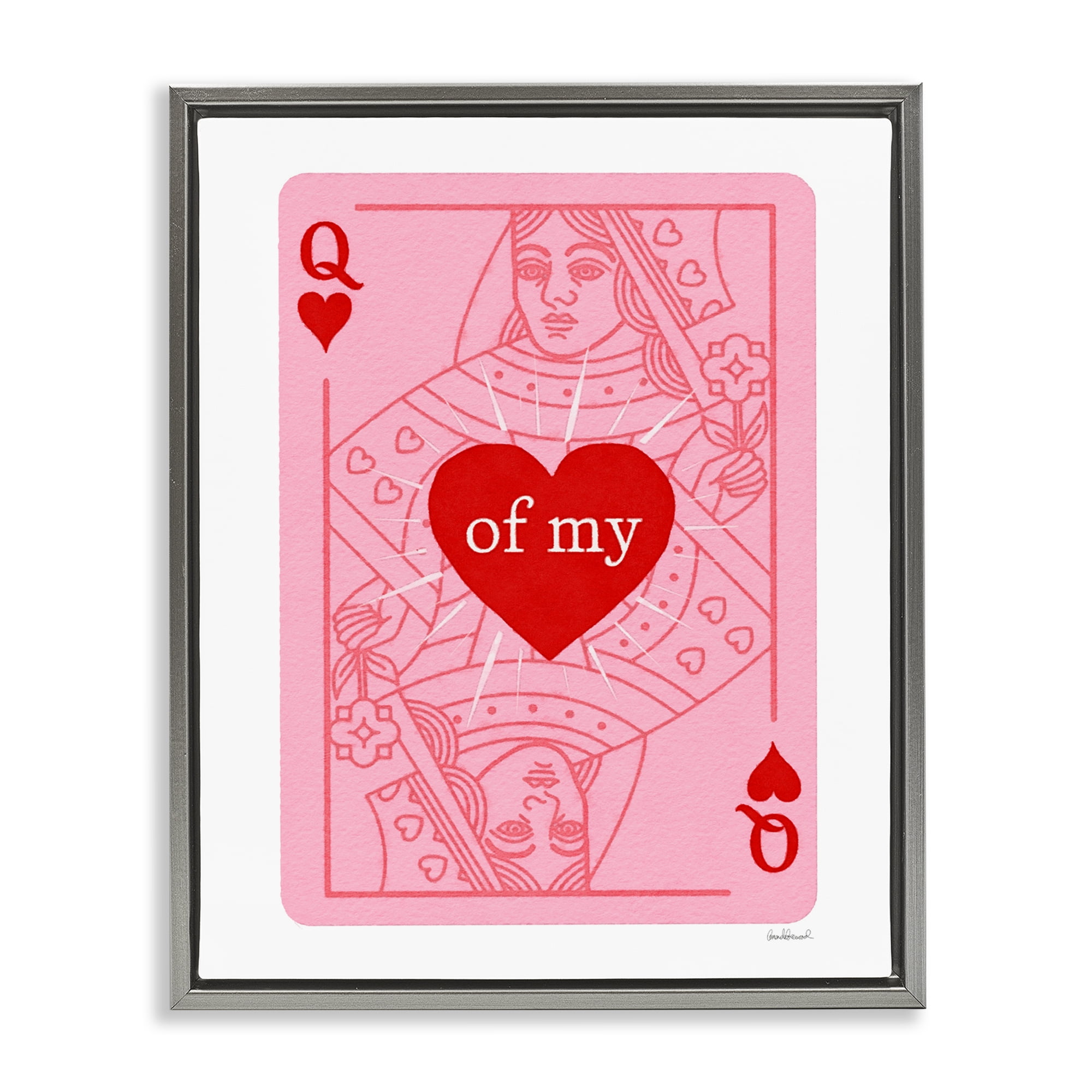 Queen Of My Heart Gray Framed Floater Canvas Wall Art, design by Amanda Greenwood