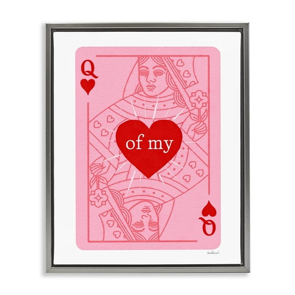 Queen Of My Heart Gray Framed Floater Canvas Wall Art, design by Amanda Greenwood