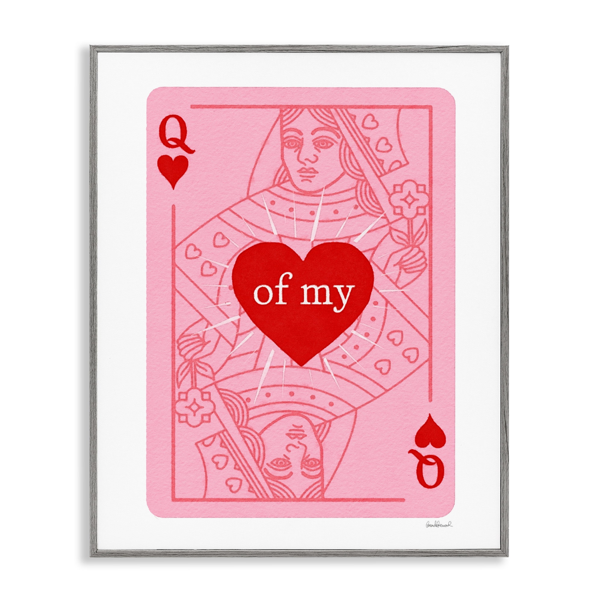 Queen Of My Heart Gray Framed Giclee Art, design by Amanda Greenwood