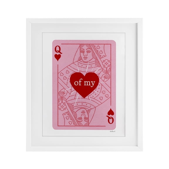 Queen Of My Heart White Framed Print Under Glass, design by Amanda Greenwood