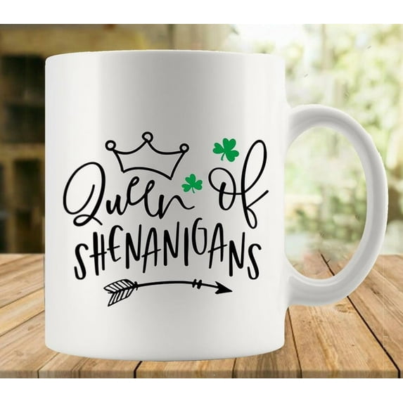 Queen Of Shenanigans 11 Ounces Funny White Mug - Cute Coffee And Tea Mug - Ceramic Coffee Mugs For Women And Men