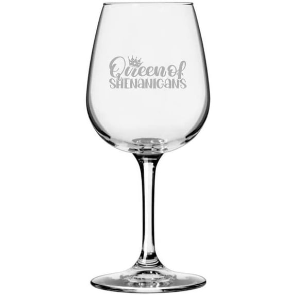 Queen Of Shenanigans St Patrick's Day Etched 12.75oz All Purpose Libbey Wine Glass