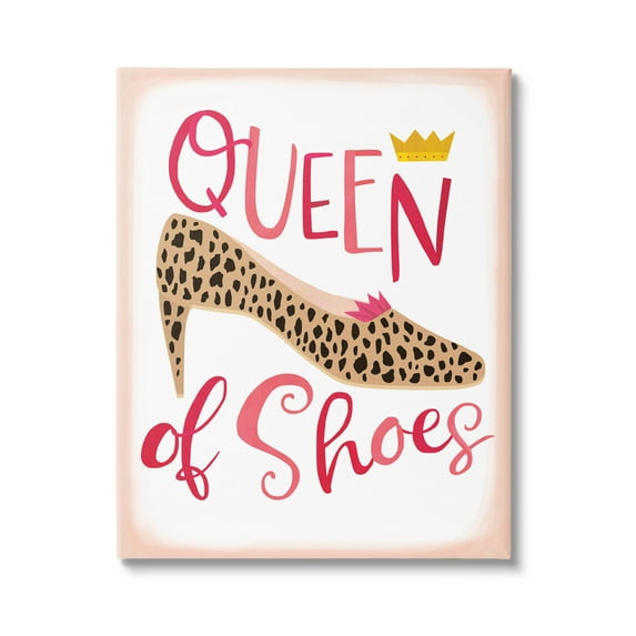 Queen Of Shoes Leopard Pattern Beauty & Fashion Graphic Art Gallery Wrapped Canvas Print Wall Art
