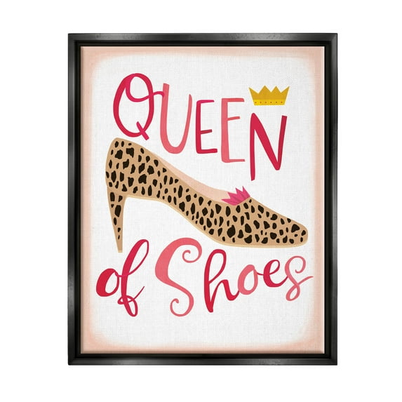 Queen Of Shoes Leopard Pattern Beauty & Fashion Graphic Art Jet Black Framed Art Print Wall Art