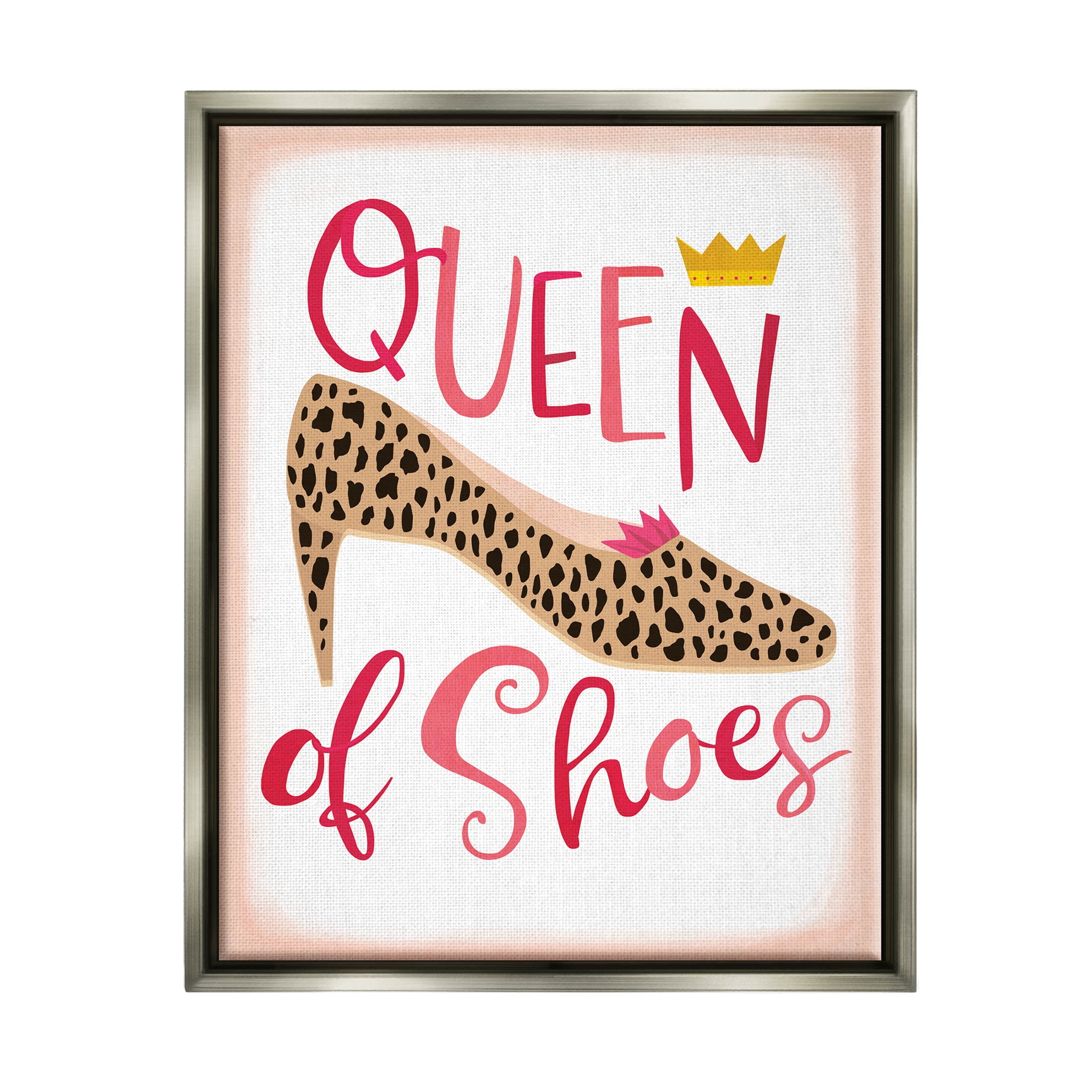 Queen Of Shoes Leopard Pattern Beauty & Fashion Graphic Art Luster Gray Framed Art Print Wall Art