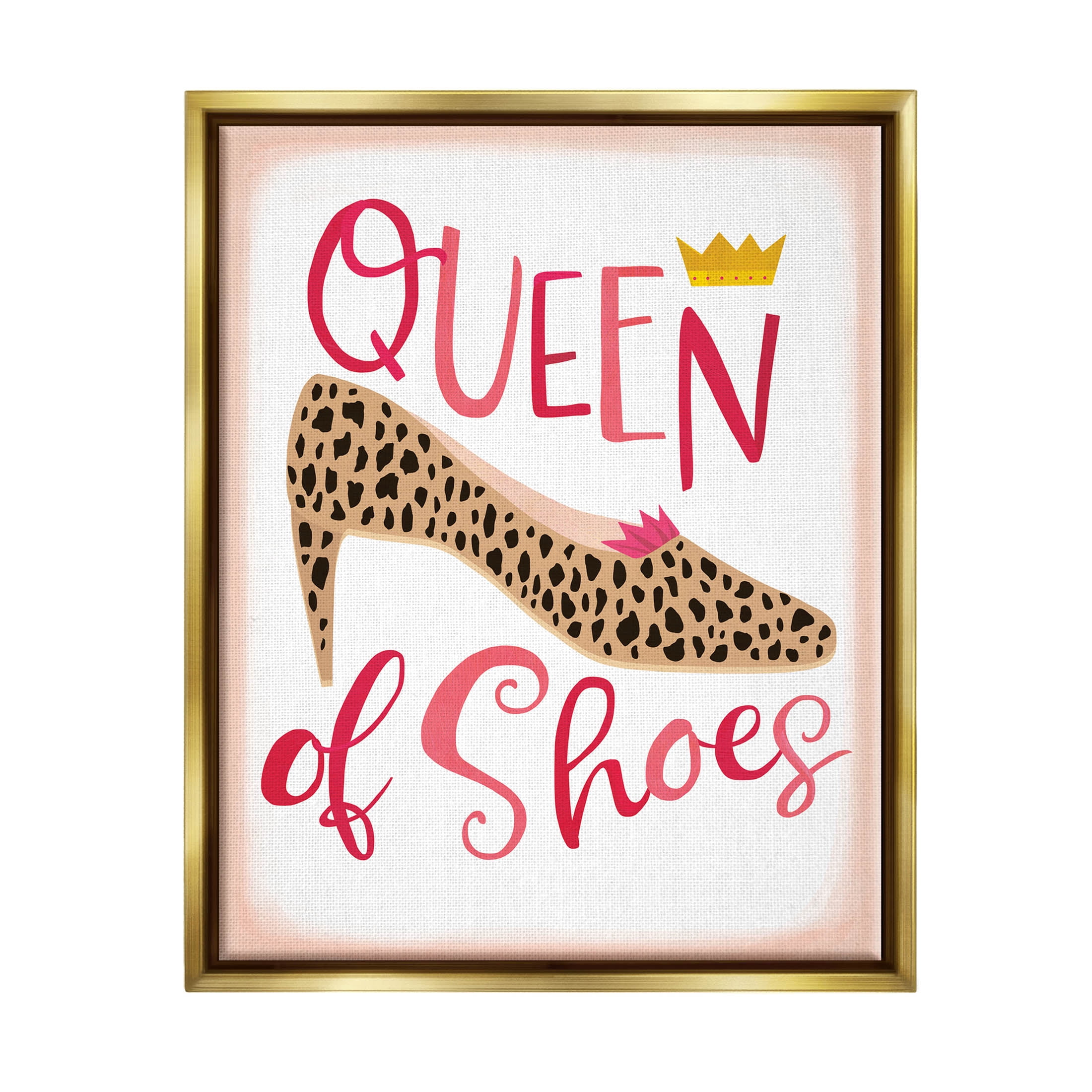 Queen Of Shoes Leopard Pattern Beauty & Fashion Graphic Art Metallic Gold Framed Art Print Wall Art