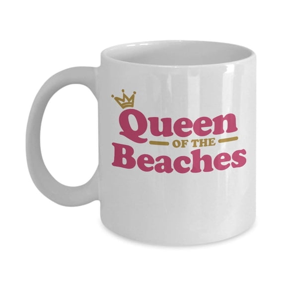 Queen Of The Beaches Summer Themed Beach Pun Coffee & Tea Gift Mug For A Gorgeous Beach Bum Or Beach Lover