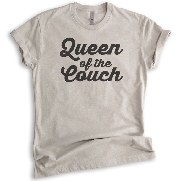 Queen Of The Couch T-shirt, Unisex Women's Shirt, Wife Shirt, Lazy Shirt, Couch Potato Shirt, Light Silk Gray, Small