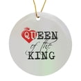 thumbnail image 1 of 3drose, Queen of the King Black Text, White Background. Red Heart and a Crown, Circle Porcelain Ornament, 1 of 7