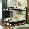 thumbnail image 1 of Queen Over Queen Adult Bunk Bed with Full-Length Guardrail & Ladder, Heavy-Duty Metal Frame for Teens & Adults, Modern Black Design, 1 of 9