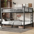 thumbnail image 1 of Queen Over Queen Bunk Bed Frame, Heavy Duty Metal Bunk Beds with with 2 Side Ladders, Industrial Style Queen Size Bunk Bed for Bedroom-Black, 1 of 8