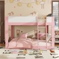 thumbnail image 1 of Queen-Over-Queen Low-Profile Bunk Bed with Guardrails, Wooden Kids Bed with Reversible Ladder, Accent Two-Tone Bed Frame, 1 of 7