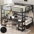 thumbnail image 1 of Queen Over Twin XL Bunk Bed with Convertible Sofa, Desk, LED Light & USB Charging – Space-Saving Design, 1 of 9