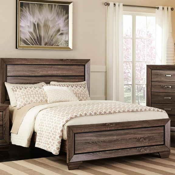 Queen Panel Bed In Washed Taupe - Rustic Bedroom Enhancement Size Create A Atmosphere