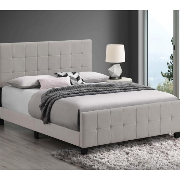 Queen Panel Bed with Tapered Feet in Beige / Adds Visual Appeal to Bedroom