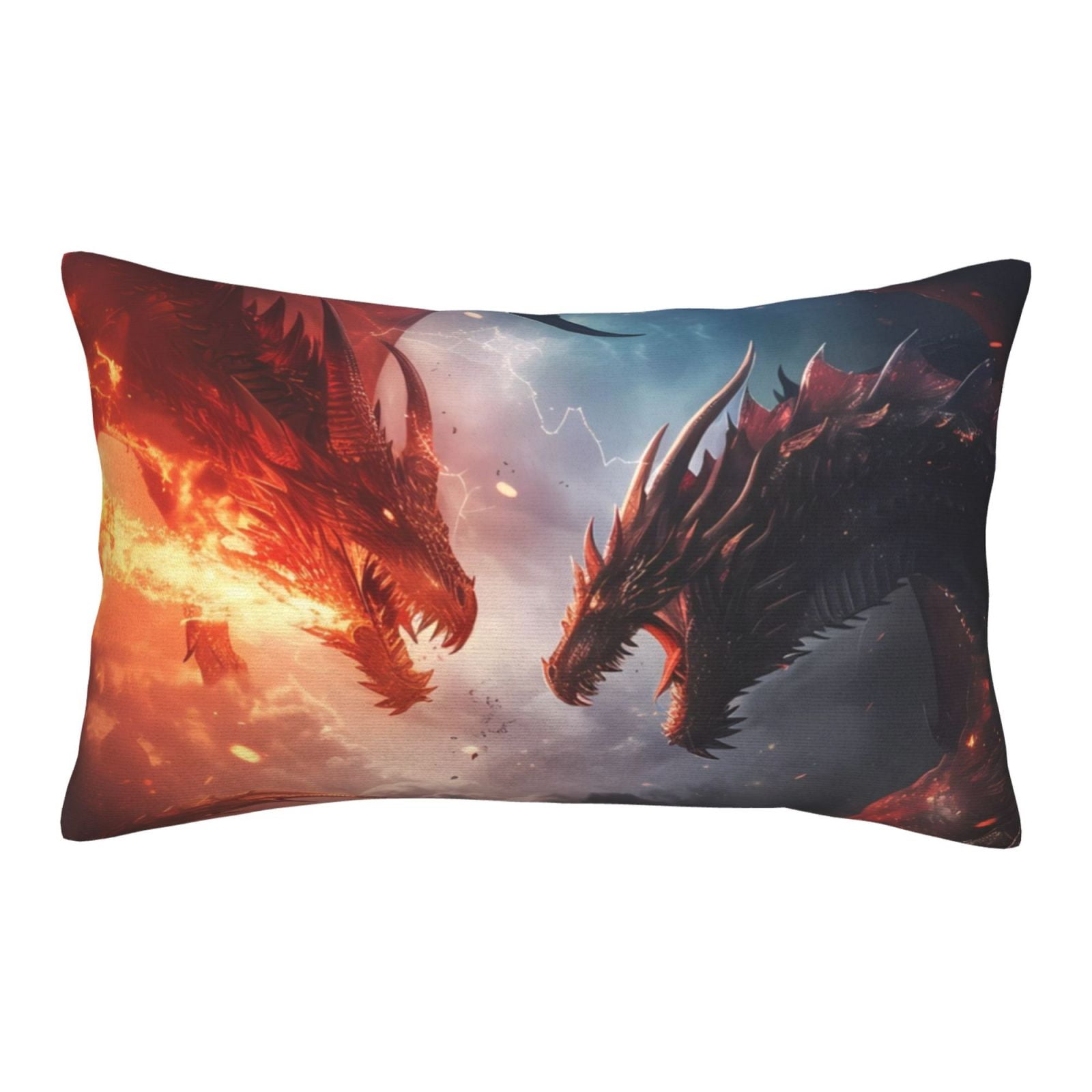 Queen Pillow Cases Standard Size Fire Sky Dragon Soft Comfort 20x30in