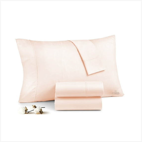 Queen Pillowcase Size 1000 Thread Count Peach Pillow Cover Egyptian Cotton Solid Sateen Weave for Soft & Silky Feel