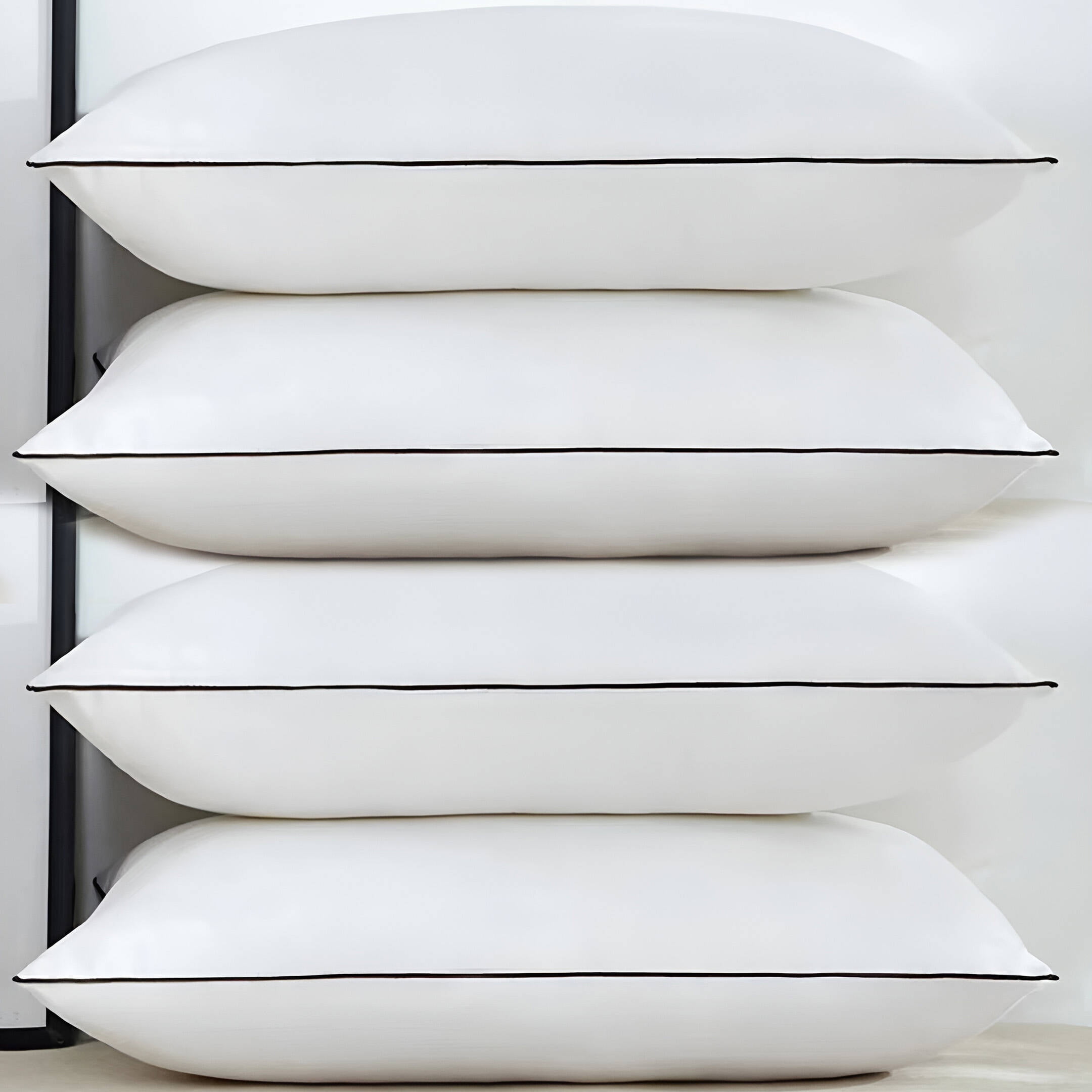 Queen Pillows 4 Pack Polyester Fiber Pillows - Family Value Set with Hypoallergenic Fill & Breathable Cover,Cool-Touch, Machine Washable for Bedroom/Guest Room/College Dorm