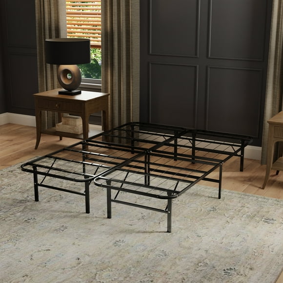Queen Platform Bed Frame - Black Steel, 80x60", High Rise Foundation, Supports 2000lbs, Easy Setup, Box Spring Free, Bedroom Essential, Modern Design