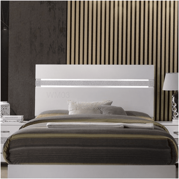 Queen Platform Bed Frame with Acrylic Headboard, Low Profile Modern Design, Sturdy Wood Construction, No Box Spring Required