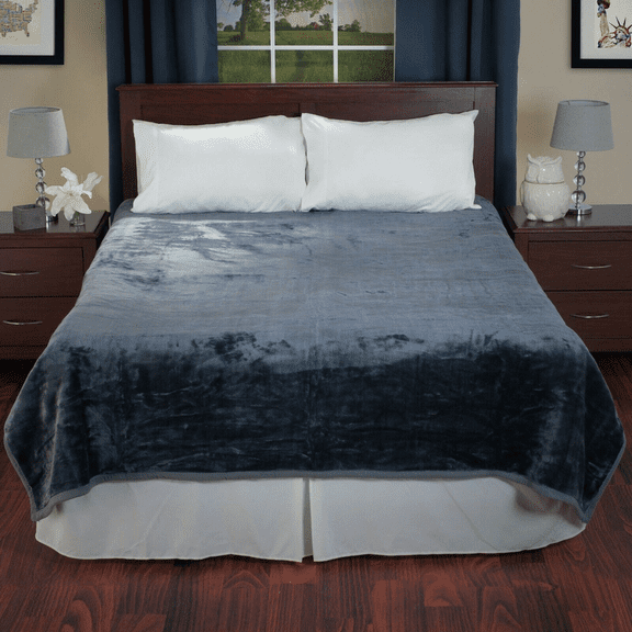 Queen Plush Mink Blanket Heavy Woven Polyester Blanket 7.5 lb Gray