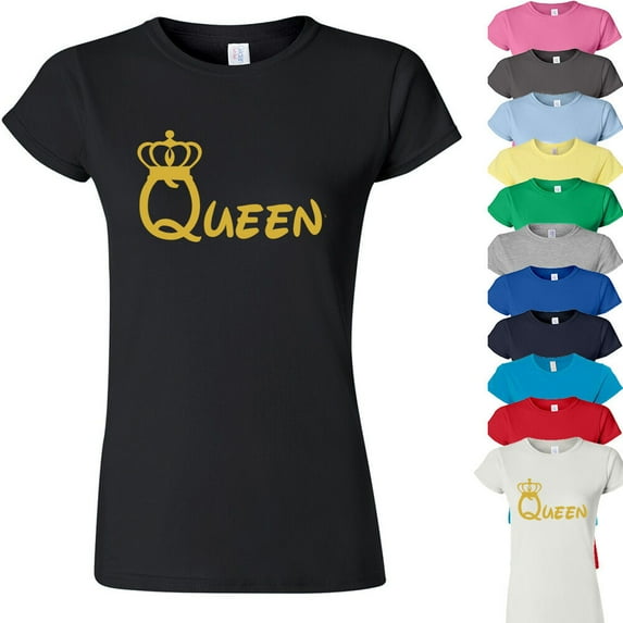Queen Printed Lady T-Shirt Best Party Tee Royal Blue Color 2X-Large
