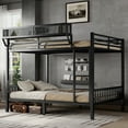 thumbnail image 1 of Mirightone Queen Over Queen Bunk Bed with Storage Shelf, Metal Bunk Bed Queen Size with Ladder for Adults Teens, Black, 1 of 8
