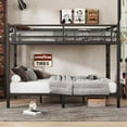 thumbnail image 1 of Queen over Queen Metal Bunk Bed, Heavy-Duty Adult Bunk Bed with Dual Ladders & Safety Rails, Space-Saving Bunk Bed Frame, Noise Reduced, No Box Spring Needed, Black, 1 of 9