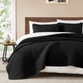 thumbnail image 1 of Queen Quilt-3 Pieces Lightweight Bedspreads Black Queen Size Quilt Bedding Set for All Seasons,Soft Summer Coverlet with 2 Pillow Shams Suitable for Bed, Couch, Quilt Blanket, 1 of 16