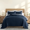 thumbnail image 1 of Lightweight Wrinkle Resistant Quilt Sets in Navy Square for Full/Queen Size Bedding by Comfort Canopy, 1 of 10