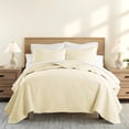 thumbnail image 1 of Lightweight Wrinkle Resistant Quilt Sets in Yellow Damask for King Size Bedding by Comfort Canopy, 1 of 10
