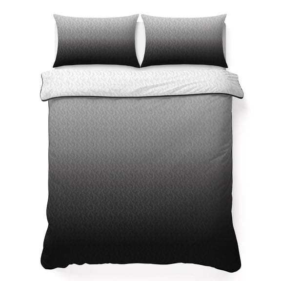 Queen Quilt Bedding Set, Abstract Ombre Grey and Black Soft Microfiber Summer Bedspread Coverlet with 2 Pillow Shams for All Season, Geometric Breathable Bedding Set for Hot Sleepers