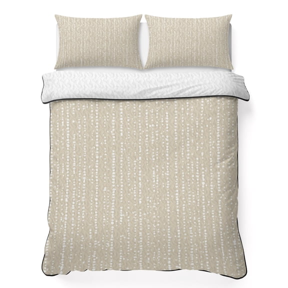Queen Quilt Bedding Set, Abstract White Polka Dot Soft Microfiber Summer Bedspread Coverlet with 2 Pillow Shams for All Season, Modern Dotted on Beige Breathable Bedding Set for Hot Sleepers