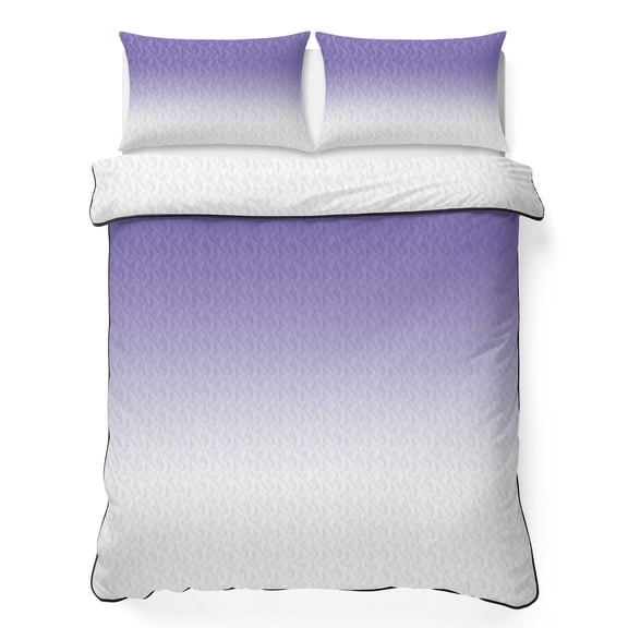 Queen Quilt Bedding Set, Gradient Ombre Soft Microfiber Summer Bedspread Coverlet with 2 Pillow Shams for All Season, Lavender Purple Breathable Bedding Set for Hot Sleepers