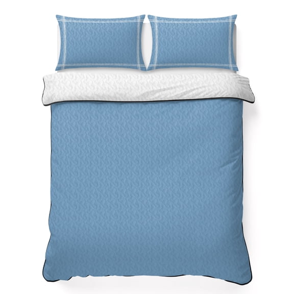 Queen Quilt Bedding Set Monochrome Sky Blue Lightweight Summer Quilted Coverlet for Hot Sleepers, Pure Color Minimalist Style Breathable Soft Cooling Blanket with 2 Pillow Shams for All Season