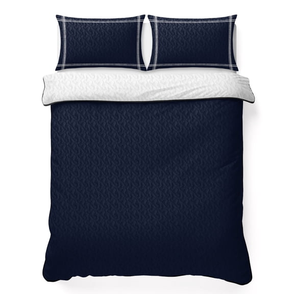 Queen Quilt Bedding Set, Pure Color Deep Blue Theme Soft Microfiber Summer Bedspread Coverlet with 2 Pillow Shams for All Season, Monochrome Minimalism Art Breathable Bedding Set for Hot Sleepers