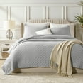 thumbnail image 1 of 3 Pcs Elegant Solid Color Quilt Set with Envelope Pillowcases, Soft and Lightweight, Queen, Light Gray, 1 of 9