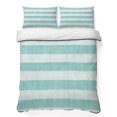 thumbnail image 1 of Queen Quilt Set 90''x96'', Aqua Striped Lightweight Summer Bedspread Coverlet Set with 2 Pillow Shams, Rustic Farmhouse Stripes Breathable All Season Quilt Bedding for Bedroom/Guest Room, 1 of 9